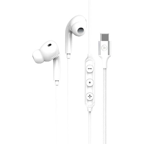 Bigben Force Play Wired Earbud Stereo Earset - White - Binaural - In-ear - 16 Ohm - 20 Hz to 20 kHz - 120 cm Cable - USB T
