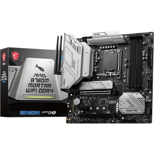 MSI MAG B760M MORTAR WIFI DDR4 Gaming Desktop Motherboard - Intel B760 Chipset - Socket LGA-1700 - Micro ATX - Core, Penti
