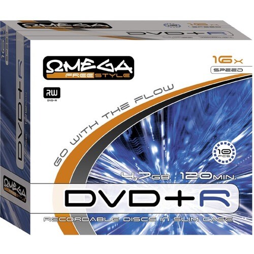 Omega Freestyle DVD Recordable Media - DVD+R - 16x - 4.70 GB - 10 - 120mm - 2 Hour Maximum Recording Time