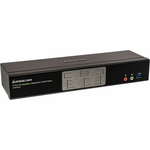 IOGEAR 2-Port 4K Dual View DisplayPort Matrix KVMP - 2 Computer(s) - 1 Local User(s) - 4K - 4096 x 2160 - 6 x USB - 2 x HD