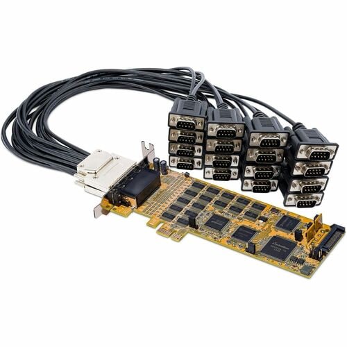 StarTech.com Multiport Serial Adapter - Yellow - TAA Compliant - PCI Express x1 - 16 x DB-9 RS-232 - Serial - 921.60 kbit/