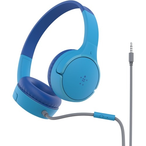 Belkin SOUNDFORM Mini Wired On-ear, Over-the-head Stereo Headset - Blue - Binaural - Ear-cup - 121.9 cm Cable - Mini-phone