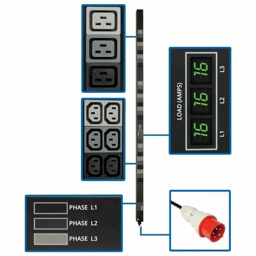 Tripp Lite by Eaton PDU3XMV6G20 PDU - 220 V AC, 230 V AC, 240 V AC Output - Vertical - Rack-mountable