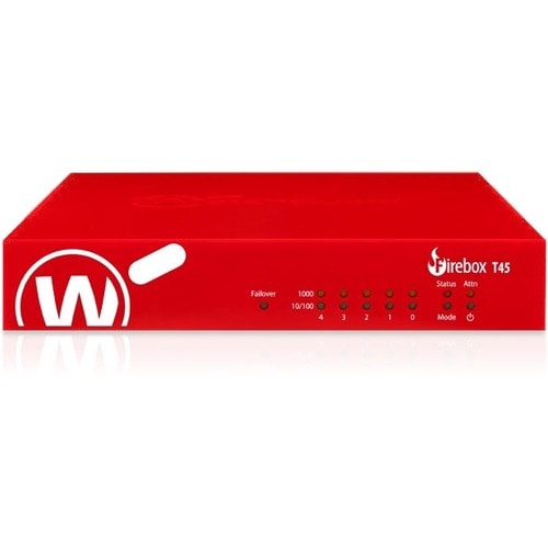 WatchGuard Firebox T45-PoE Network Security/Firewall Appliance - Intrusion Prevention - 5 Port - 10/100/1000Base-T - Gigab