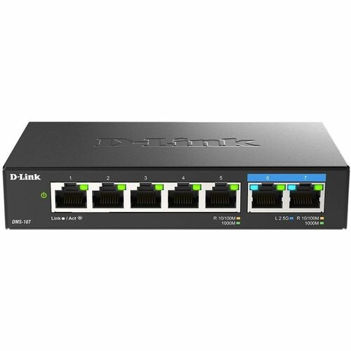 D-Link DMS-107 7 Anschlüsse Ethernet-Switch - Gigabit-Ethernet, 2.5 Gigabit Ethernet - 10/100/1000Base-T, 2.5GBase-T - Sch
