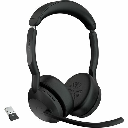 Jabra Evolve2 55 Wireless On-ear Stereo Headset - Binaural - Supra-aural - 3000 cm - Bluetooth - 20 Hz to 20 kHz - MEMS Te