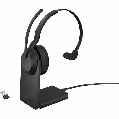 Jabra Evolve2 55 Wireless On-ear Mono Headset - Monaural - Supra-aural - 3000 cm - Bluetooth - 20 Hz to 20 kHz - MEMS Tech