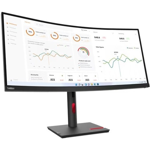 Lenovo ThinkVision T34w-30 34" Class UW-QHD Curved Screen LCD Monitor - 21:9 - Raven Black - 34" Viewable - Vertical Align