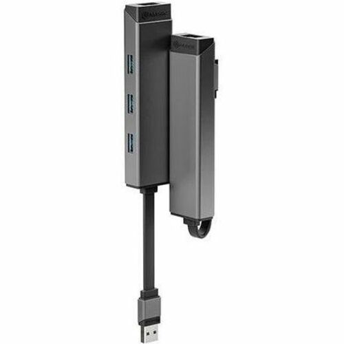 Alogic ULAAEA-SGR USB/Ethernet Combo Hub - USB Type A - Portable - 3 Total USB Port(s)1 Network (RJ-45) Port(s) - Mac, PC,