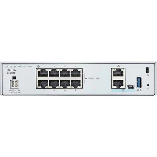 Cisco Firepower FPR-1010 Network Security/Firewall Appliance - 8 Port - 10/100/1000Base-T - Gigabit Ethernet - 2 Gbit/s Fi
