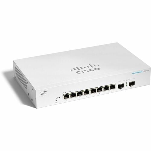 Cisco Business 220 CBS220-8T-E-2G 8 端口 可管理 以太网交换机 - Gigabit Ethernet - 1000Base-T, 1000Base-X - 2 层支持 - 模块化 - 2 SFP 插槽 - 5