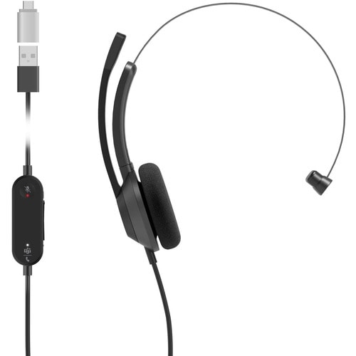 Cisco 321 Wired On-ear Mono Headset - Carbon Black - Monaural - Ear-cup - 32 Ohm - 50 Hz to 18 kHz - 230 cm Cable - Uni-di