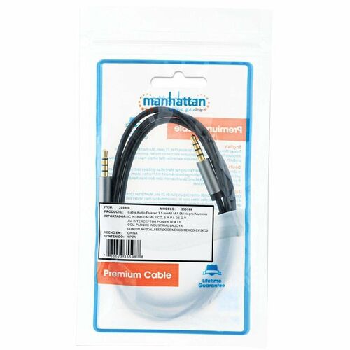 Cable Audio Estereo 3.5mm M-M 1.0M Negro/A - Cable for Dispositivo de audio, Auricular, Altavoz, Smartphone, Portátil, Tab