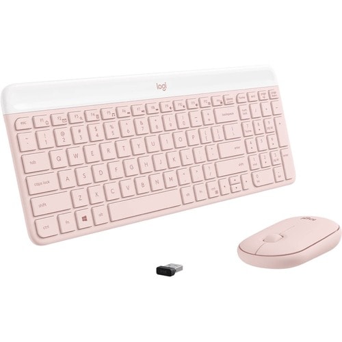 Logitech MK470 Slim Combo - USB Wireless RF 2.40 GHz Keyboard - Rose - USB Wireless RF Mouse - Optical - 1000 dpi - 3 Butt