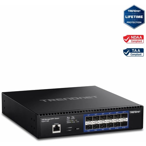 TRENDnet 12-Port 10G Layer 2 Managed SFP+ Switch - Manageable - 10 Gigabit Ethernet - 10GBase-X - 3 Layer Supported - Modu