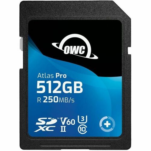 OWC Atlas Pro 512 GB Class 10/UHS-II (U3) V60 SDXC - 1  - 250 MB/s Read - 130 MB/s Write - 3 Year Warranty