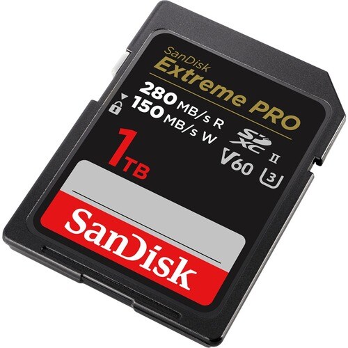 SanDisk Extreme PRO 1 TB UHS-II V60 SDXC - 280 MB/s Read - 150 MB/s Write