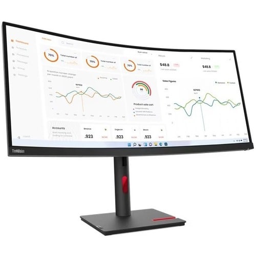 Lenovo ThinkVision T34W-30 34 Zoll Class WQHD Gekrümmter Bildschirm LCD-Monitor - 21:9 Format - 86,4 cm (34 Zoll) Viewable