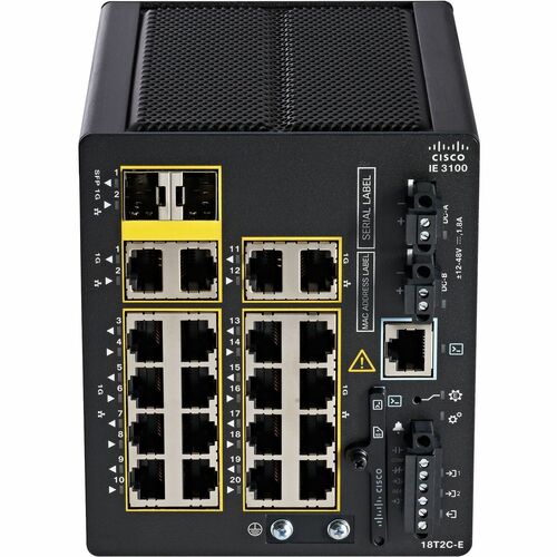 Cisco Catalyst IE3100 Rugged 20 Ports Manageable Layer 3 Switch - Gigabit Ethernet - 1000Base-T - Black - 3 Layer Supporte