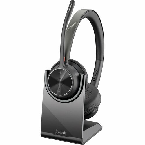 Poly Voyager 4300 UC 4320 Wired/Wireless Over-the-head, On-ear Stereo Headset - Black - Microsoft Teams Certification - Si