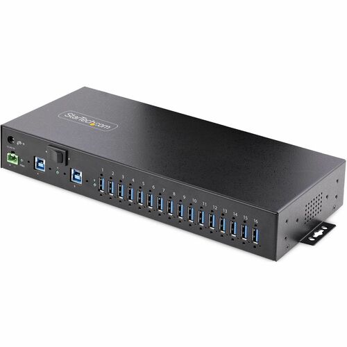 StarTech.com USB Hub - USB 3.2 Gen 1 (3.1 Gen 1) Type-B - DIN Rail/Surface/Rack Mountable - Black - 16 Total USB Port(s)