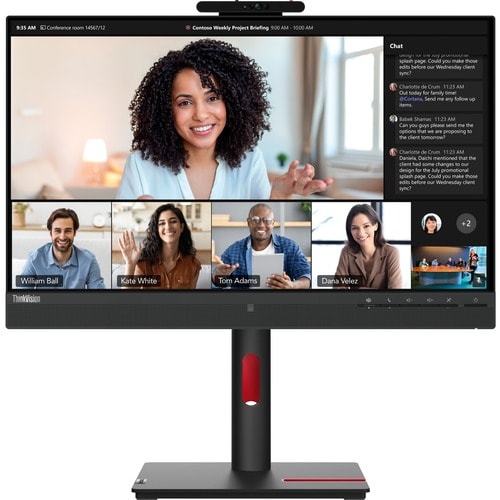 Lenovo ThinkVision T24mv-30 24" Class Webcam Full HD LCD Monitor - 16:9 - Raven Black - 60.5 cm (23.8") Viewable - In-plan