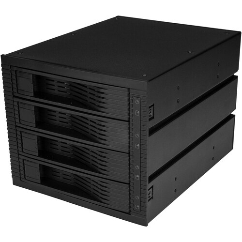 StarTech.com Drive Enclosure for 5.25" SATA/600, Serial Attached SCSI (SAS) - 6Gb/s SAS Host Interface Internal - Black - 