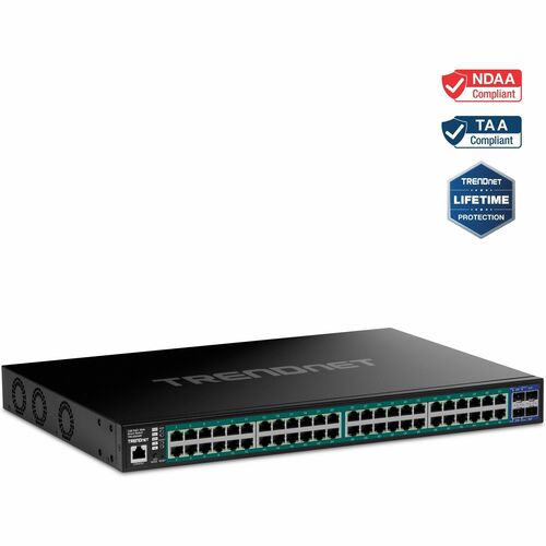 TRENDnet Web Smart TPE-3524SF 48 Ports Manageable Ethernet Switch - Gigabit Ethernet, 10 Gigabit Ethernet - 1000Base-T, 10