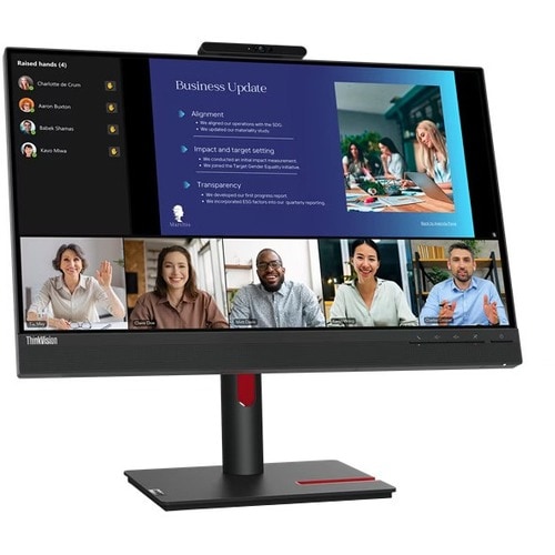 Lenovo ThinkVision T24v-30 24" Class Webcam Full HD LCD Monitor - 16:9 - Raven Black - 60.5 cm (23.8") Viewable - In-plane