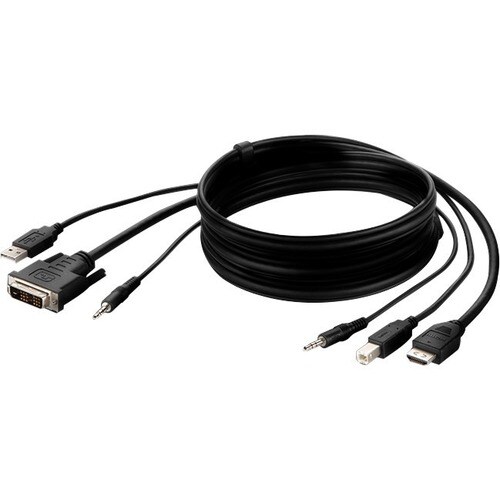 Belkin TAA DVI to HDMI/USB/AUD CBL, VID MM; USB A/B, 6' - 1.83 m DVI-I/HDMI/Mini-phone/USB KVM Cable for Keyboard, Mouse, 