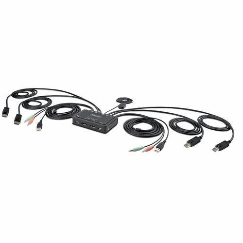 StarTech.com KVM Switch DisplayPort a 2 porte per doppio monitor 4K 60Hz, KVM con cavi USB-A/DisplayPort/Audio da 1,5 m, a