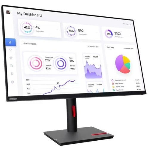 Lenovo ThinkVision T32p-30 32" Class 4K UHD LED Monitor - 16:9 - Raven Black - 80 cm (31.5") Viewable - In-plane Switching