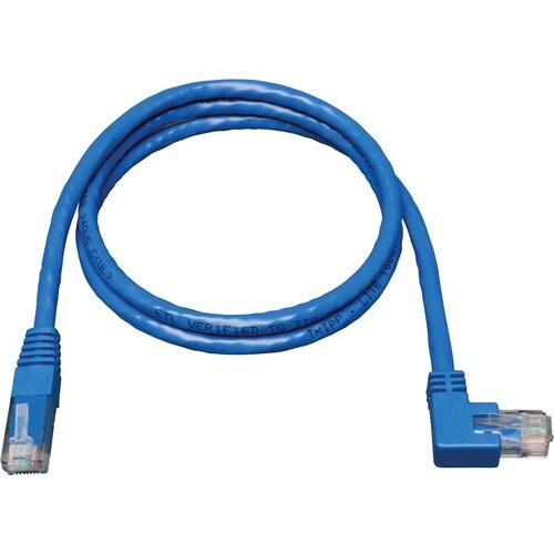 Tripp Lite N204-003-BL-RA Rechtwinkliges, anvulkanisiertes Cat6-Gigabit-UTP-Ethernet-Kabel (RJ45 rechts abgewinkelter Stec