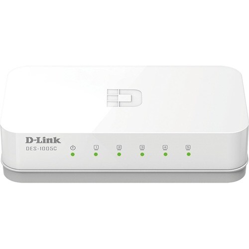 D-Link DES-1005C 5 Ports Ethernet Switch - Fast Ethernet - 100Base-TX - 2 Layer Supported - 0.78 W Power Consumption - Twi