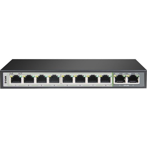 D-Link DGS-F1010P-E 10 Ports Ethernet Switch - Gigabit Ethernet - 10/100/1000Base-T - 2 Layer Supported - 96 W PoE Budget 