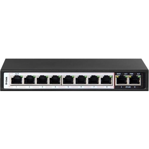 D-Link DES-F1010P-E 10 Ports Ethernet Switch - Fast Ethernet - 10/100Base-T - 2 Layer Supported - Twisted Pair - Desktop