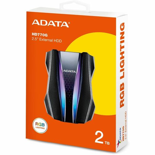 Disco Duro Adata HD770G AHD770G-2TU32G1-CBK - Externo - 2TB - Negro - Consola de juegos Dispositivo compatible - USB 3.2 (