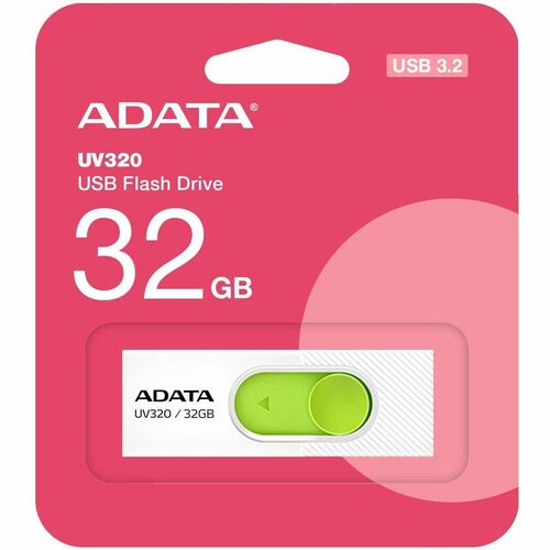 Unidad flash Adata UV320 - 32GB - USB 3.2 (Gen 1) - Blanco, Verde - 100MB/s Read Speed - 5Año(s) Garantía