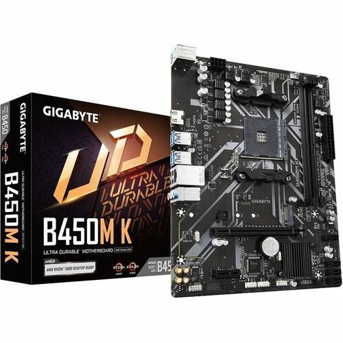 GIGABYTE Ultra Durable B450M K Gaming Desktop Motherboard - AMD B450 Chipset - Socket AM4 - Micro ATX - Ryzen 5, Ryzen, At