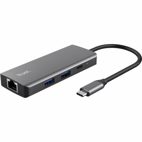 Trust Dalyx USB-Typ C Docking Station für Tablet-PC, Notebook, Monitor, Smartphone, Desktop-PC - Ladefunktion - Silber - 4