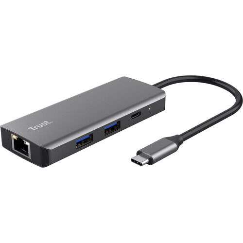 Trust Dalyx USB-Typ C Docking Station für Tablet-PC, Notebook, Monitor, Smartphone, Desktop-PC - Ladefunktion - Silber - 4
