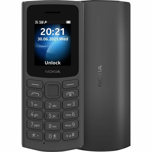 Nokia 105 4G Feature Phone - 1.8" TFT LCD QQVGA 120 x 160 - 4G - Charcoal - Bar - 2.0 SIM Support - Unlocked SIM-free - 14