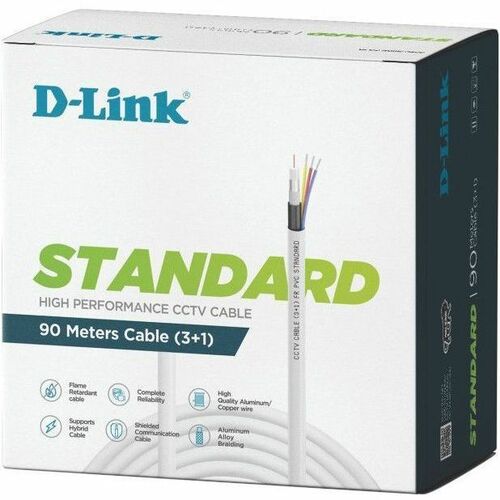 D-Link 90 m (3543.31") Coaxial Data Transfer Cable for Security Camera - Shielding - Natural