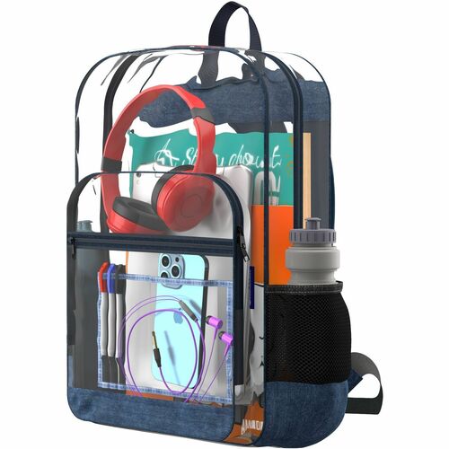 Extreme Clear Backpack w/2 Compartments (See-Through Backpack) - Vinyl Body - Shoulder Strap, Handle