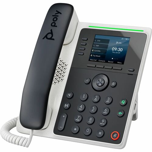 Poly Edge E220 IP Phone - Corded - Corded - Bluetooth - Desktop, Wall Mountable - Black - VoIP - 2 x Network (RJ-45) - PoE