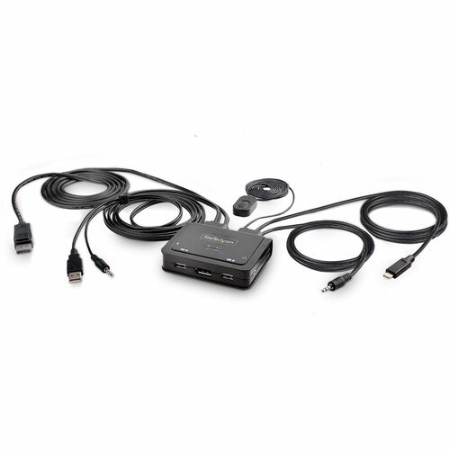 StarTech.com KVM Switchbox - 2 Computer(s) - 1 Local User(s) - 4K - 3840 x 2160 - 4 x USB - USB 2.0 - 2 x DisplayPort - De