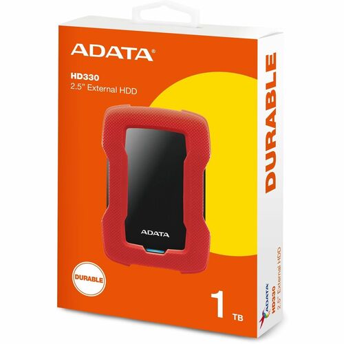 Adata HD330 AHD330-1TU31-CRD 1 TB Portable Hard Drive - External - Red - Gaming Console Device Supported - USB 3.2 (Gen 1)