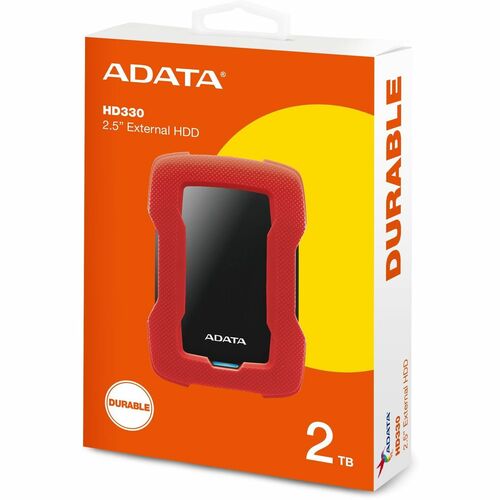 Adata HD330 AHD330-2TU31-CRD 2 TB Portable Hard Drive - External - Red - Gaming Console Device Supported - USB 3.2 (Gen 1)