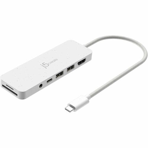 j5create USB Type C Docking Station - Memory Card Reader - SD - White - USB Type-A - USB Type-C - HDMI - Wired