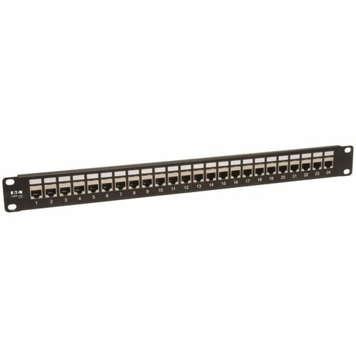 Tripp Lite series N254-024-SH 24 Port(s) Network Patch Panel - Black - TAA Compliant - 24 x RJ-45 - 24 x RJ-11 - 1U High -
